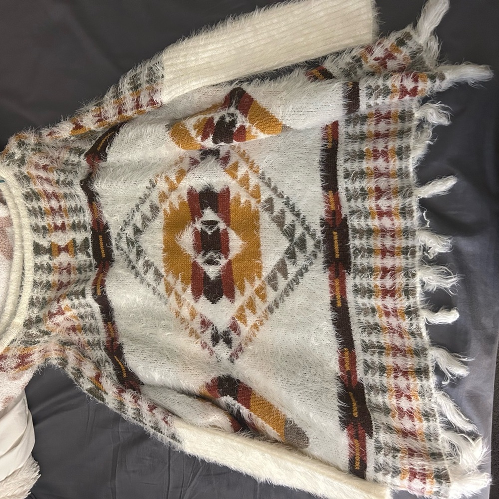Altar'd State Geometric Sweater - Cream, Brown, Orange